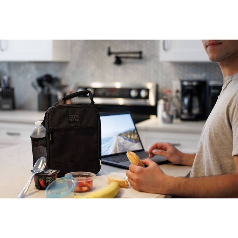 slide 8 of 18, Fulton Bag Co. Upright Lunch Bag - Black: BPA-Free, Solid Pattern, Zipper Closure, 1 ct
