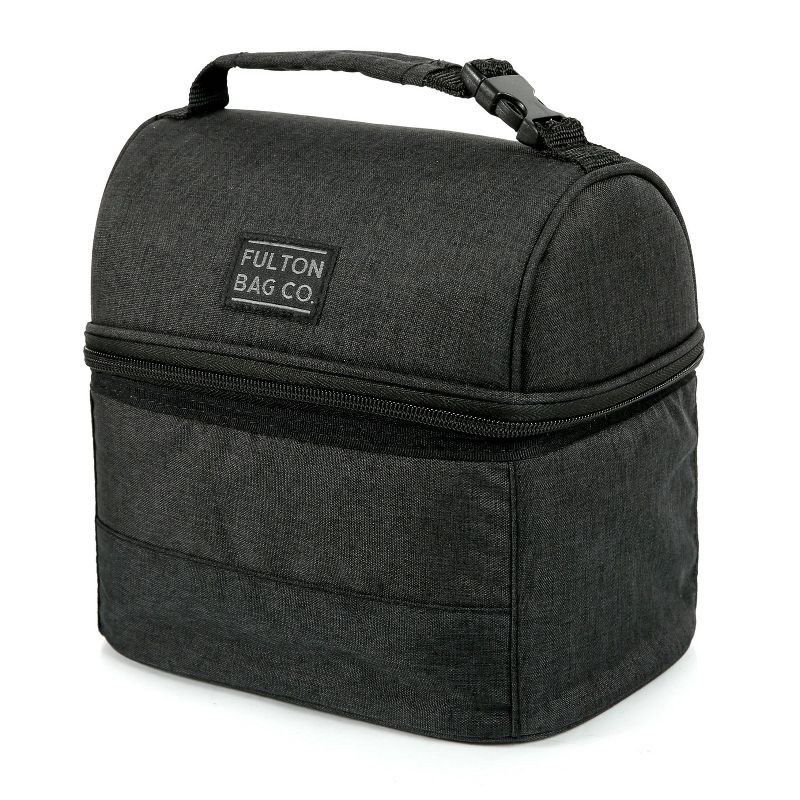 slide 1 of 9, Fulton Bag Co. Dual Compartment Lunch Bag - Black, 1 ct