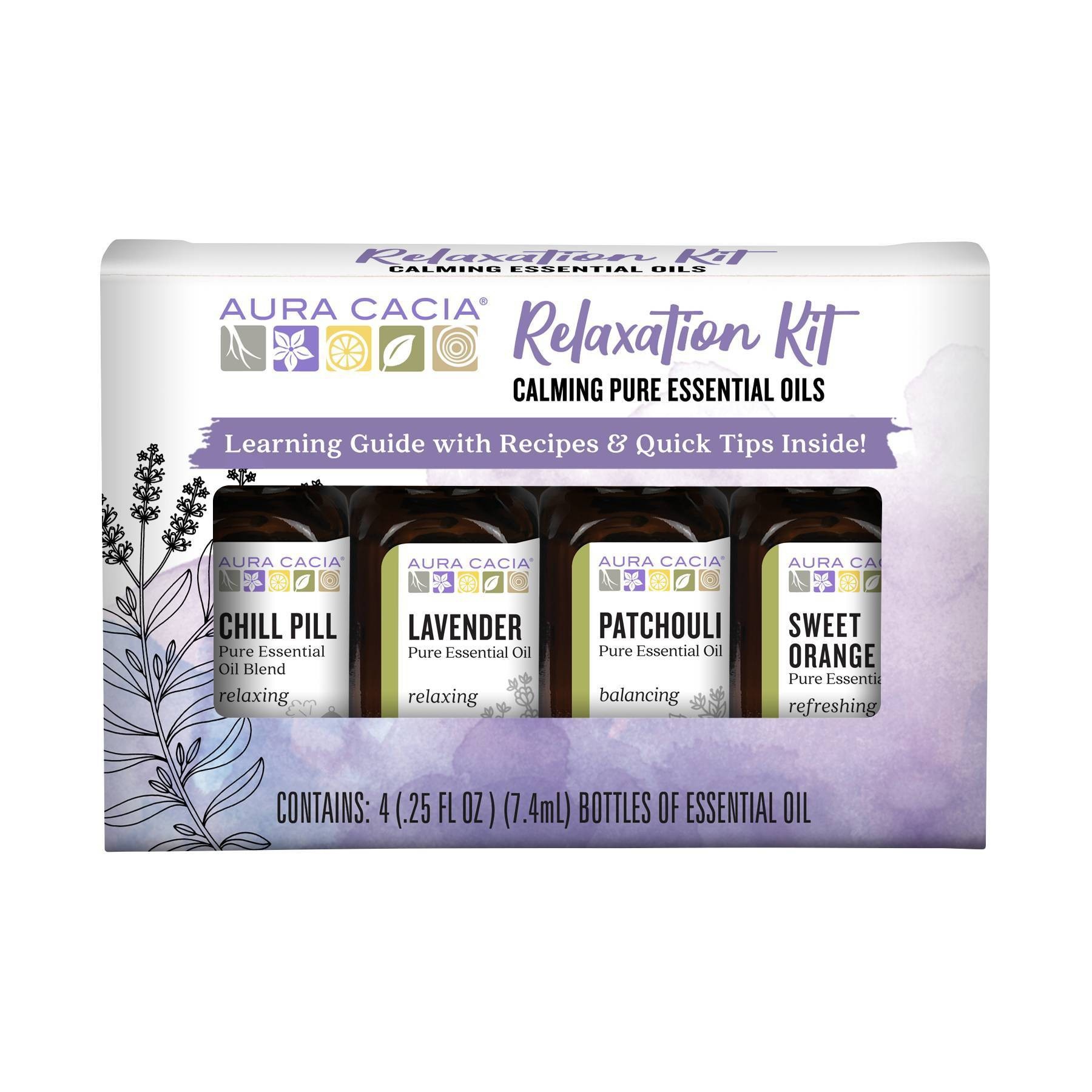 slide 1 of 8, Aura Cacia Discover Relaxation Kit - 4ct/0.25 fl oz each, 4 ct, 0.25 fl oz