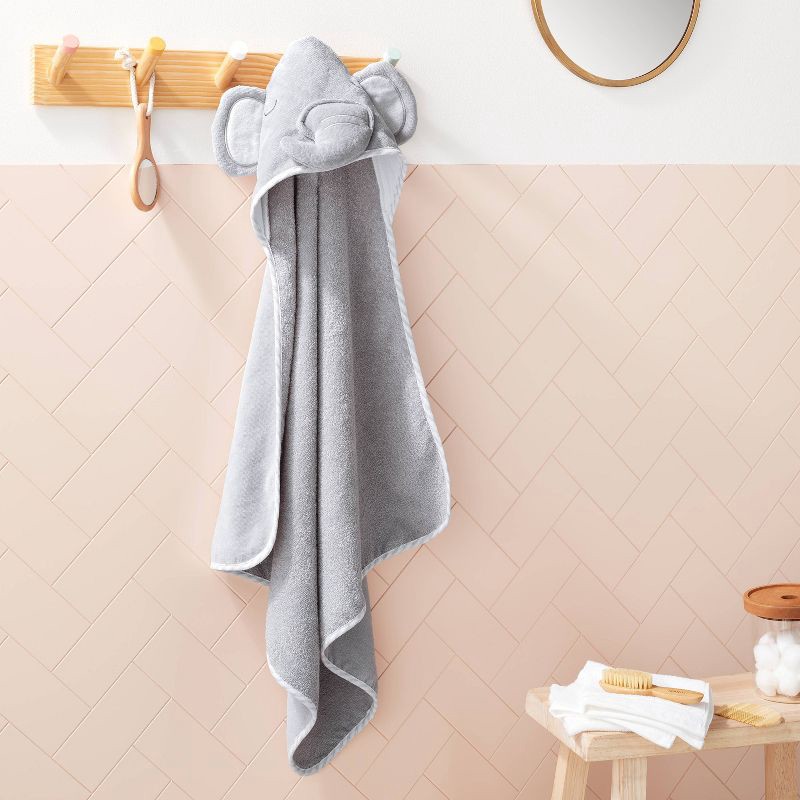 slide 4 of 5, Baby Elephant Hooded Towel - Cloud Island™ Gray, 1 ct