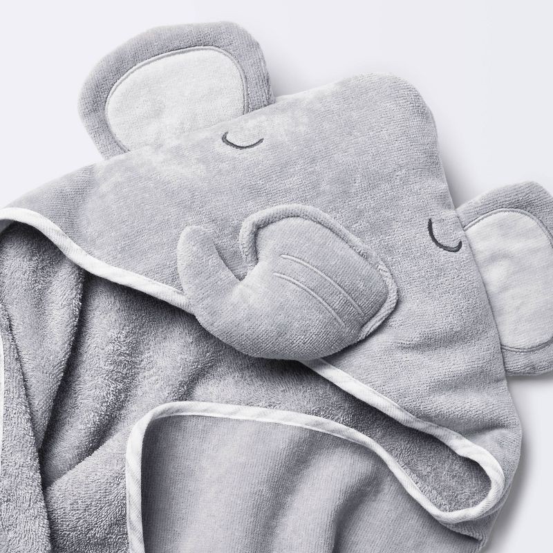 slide 2 of 5, Baby Elephant Hooded Towel - Cloud Island™ Gray, 1 ct