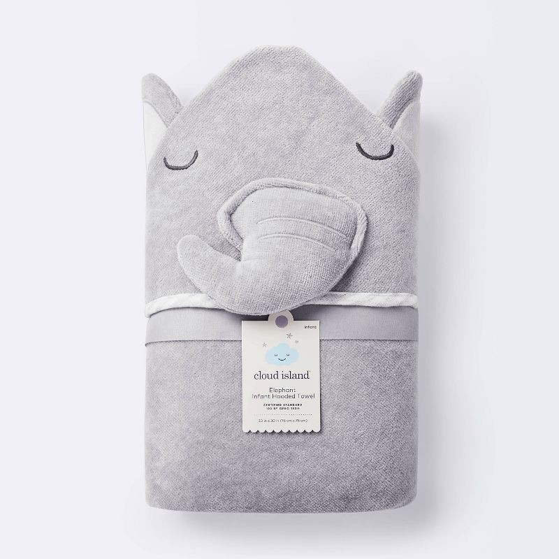 slide 3 of 5, Baby Elephant Hooded Towel - Cloud Island™ Gray, 1 ct