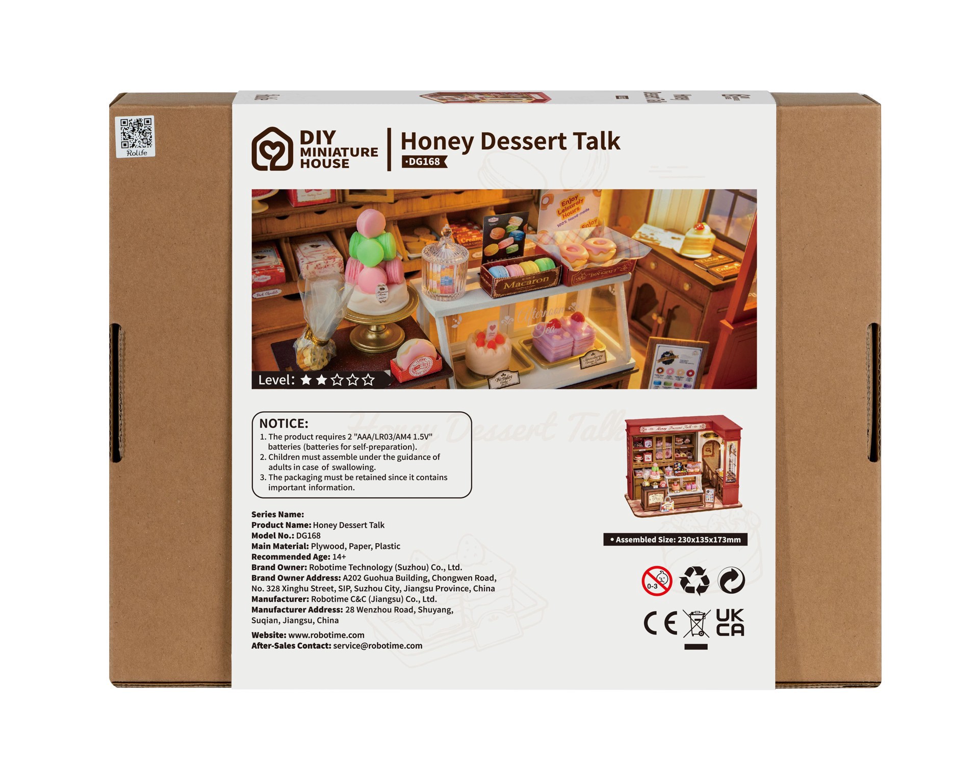 slide 6 of 9, Robotime Rolife Honey Dessert Talk Diy Miniature House Kit, 9.05 in x 5.31 in x 6.81 in
