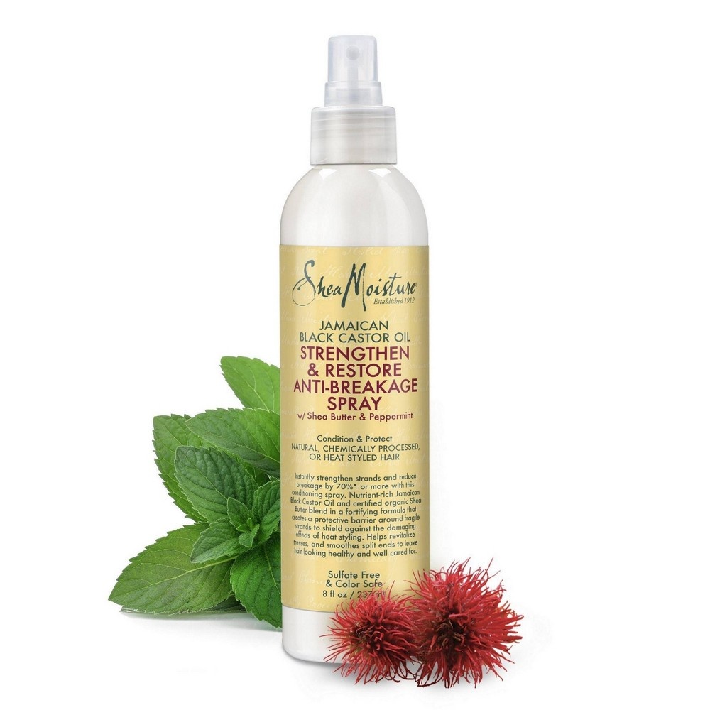 slide 4 of 5, SheaMoisture Jamaican Black Castor Oil Strengthen & Restore Anti-Breakage Spray, 8 fl oz