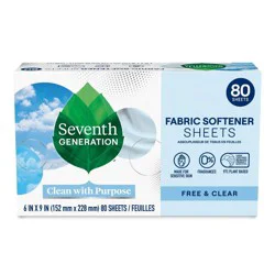 Seventh Generation Fabric Softener Sheets Free & Clear - 80ct