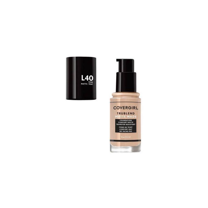 slide 2 of 5, COVERGIRL truBLEND Matte Made Foundation - L40 Classic Ivory - 1.01 fl oz, 1 fl oz