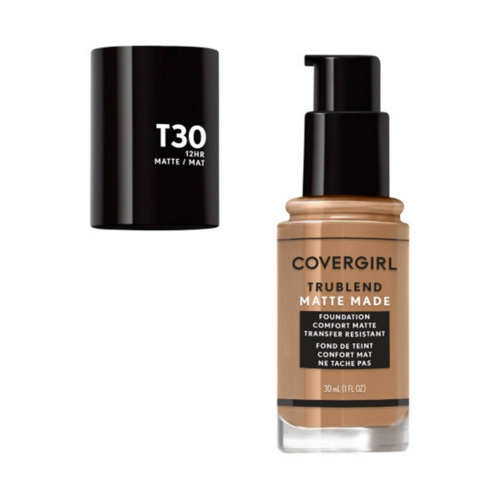 slide 2 of 4, COVERGIRL truBLEND Matte Made Foundation - T30 Warm Honey, 1.01 fl oz