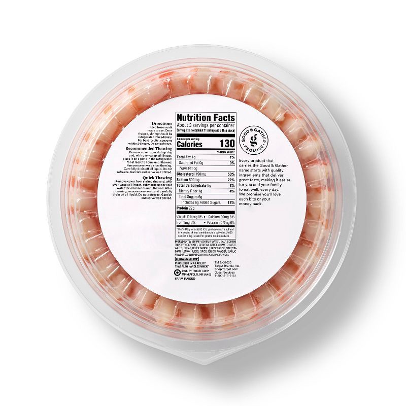 slide 2 of 4, Peeled & Deveined Tail On Cooked Shrimp with Cocktail Sauce - Frozen - 16oz - Good & Gather™, 16 oz