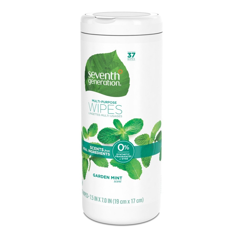 slide 4 of 5, Seventh Generation Garden Mint Scent Multi Purpose Wipes, 37 ct