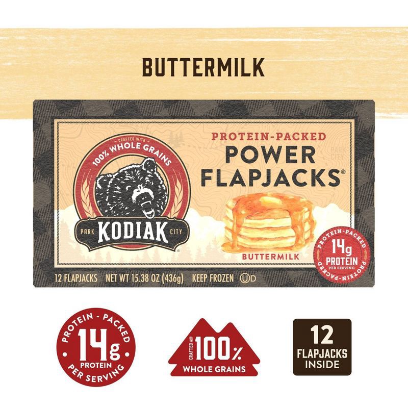 slide 2 of 5, Kodiak Cakes Kodiak Protein-Packed Power Flapjacks Buttermilk Frozen Pancakes - 12ct, 12 ct