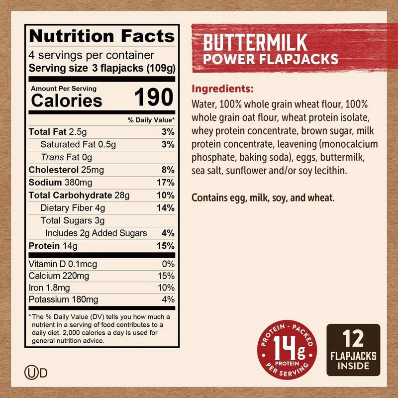 slide 5 of 5, Kodiak Cakes Kodiak Protein-Packed Power Flapjacks Buttermilk Frozen Pancakes - 12ct, 12 ct