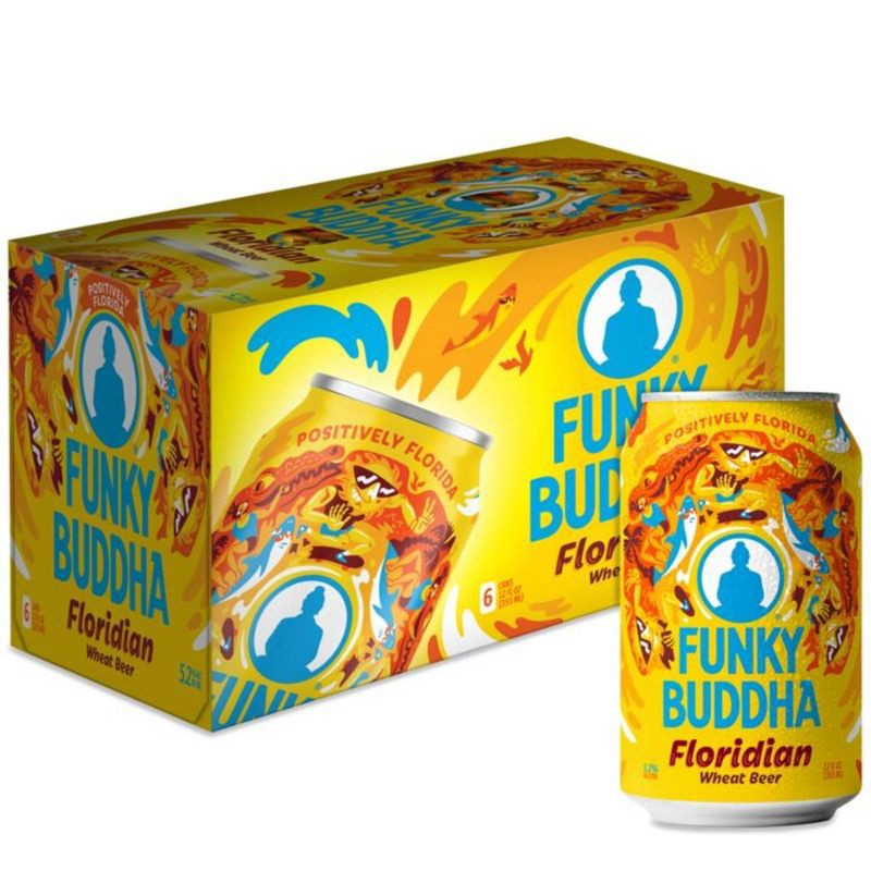slide 1 of 6, Funky Buddha Brewery Funky Buddha Floridian Hefeweizen Beer - 6pk/12 fl oz Cans, 6 ct; 12 fl oz