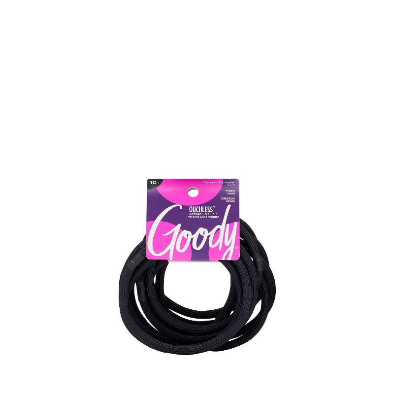slide 1 of 4, Goody Ouchless Xtra Long Extra Thick Elastic Hair Ties - Black - 10ct, 10 ct