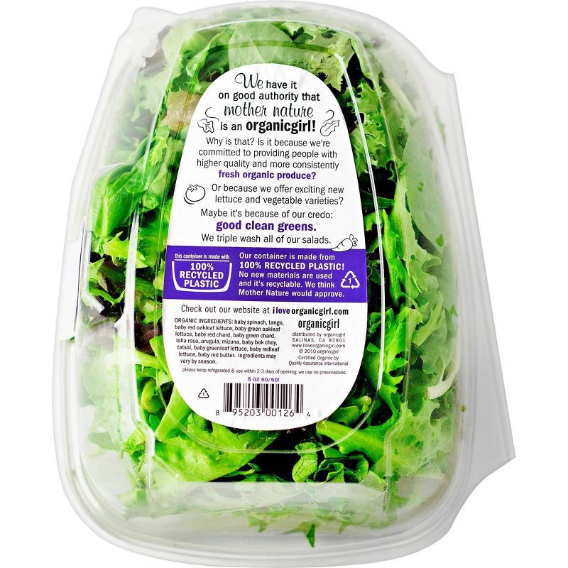 slide 2 of 4, organicgirl Fresh 50/50 Spring Mix Baby Spinach - 5oz, 5 oz