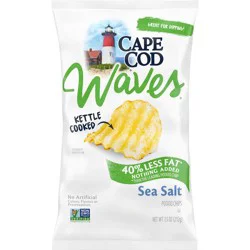 Cape Cod Potato Chips Wavy Cut Less Fat Sea Salt Kettle Chips - 7.5oz