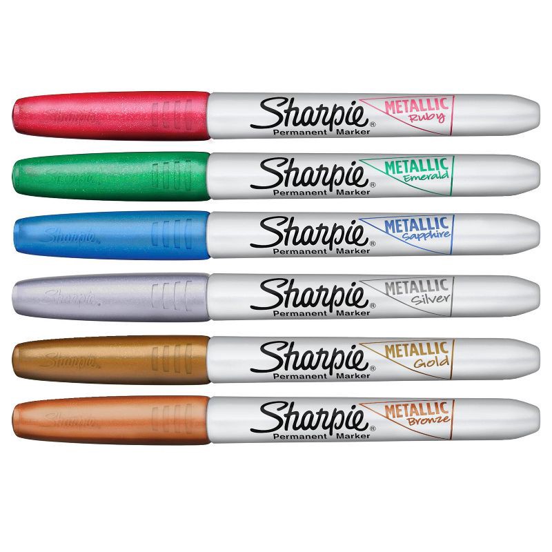 slide 2 of 9, Sharpie 6pk Permanent Markers Fine Tip Metallic Multicolored, 6 ct