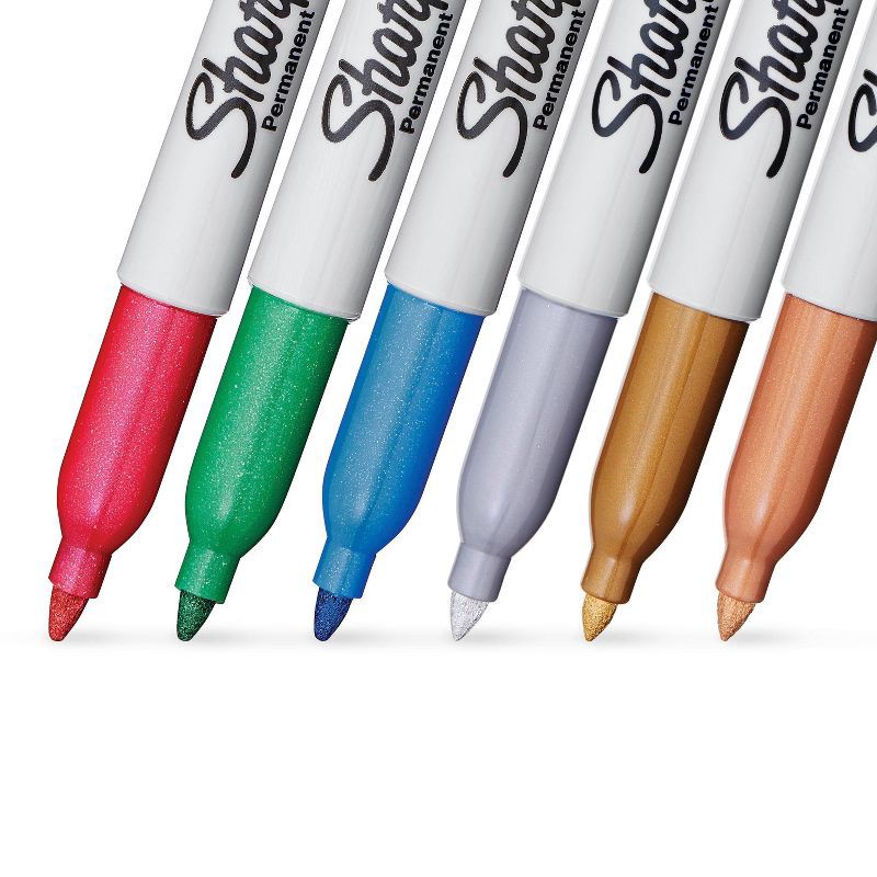 slide 3 of 9, Sharpie 6pk Permanent Markers Fine Tip Metallic Multicolored, 6 ct