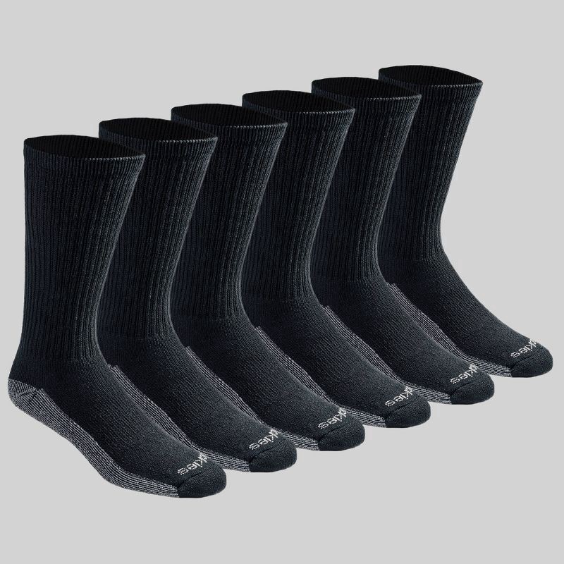 slide 1 of 3, Dickies Dri-Tech Comfort Moisture Control Black Crew Socks, Size 6-12, 6 pair