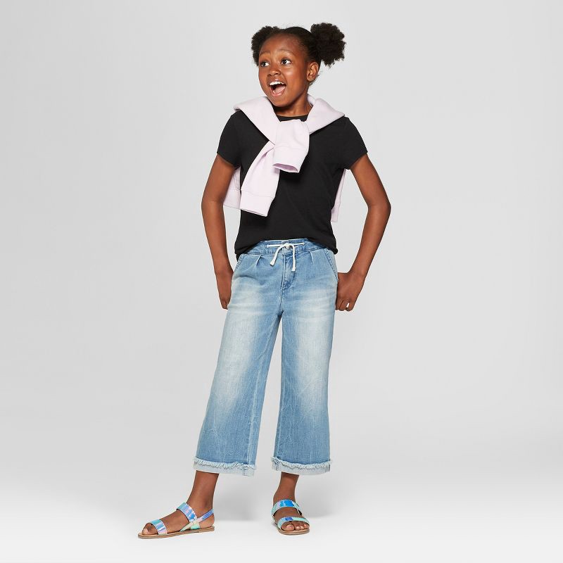 slide 3 of 3, Girls' Short Sleeve T-Shirt - Cat & Jack™ Black S, 1 ct