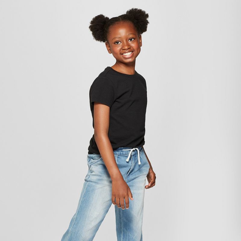 slide 1 of 3, Girls' Short Sleeve T-Shirt - Cat & Jack™ Black S, 1 ct