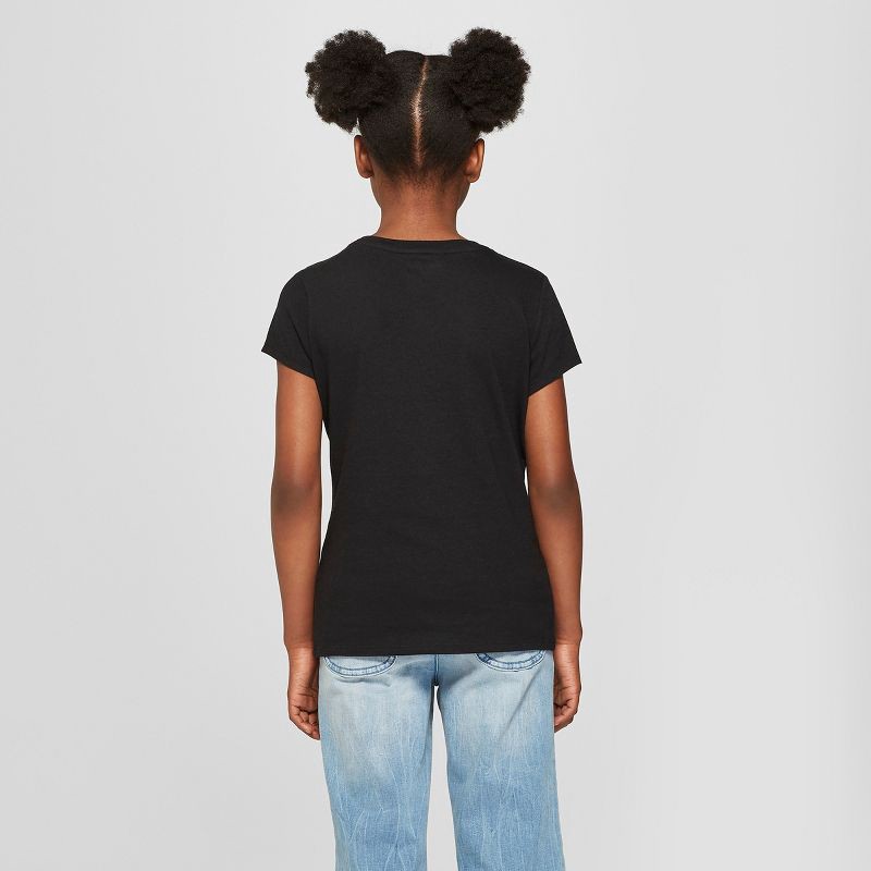 slide 2 of 3, Girls' Short Sleeve T-Shirt - Cat & Jack™ Black M, 1 ct