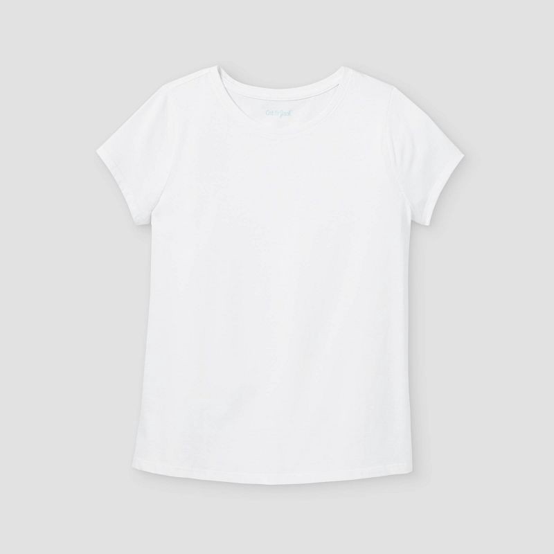 slide 1 of 3, Girls' Short Sleeve T-Shirt - Cat & Jack™ White M, 1 ct
