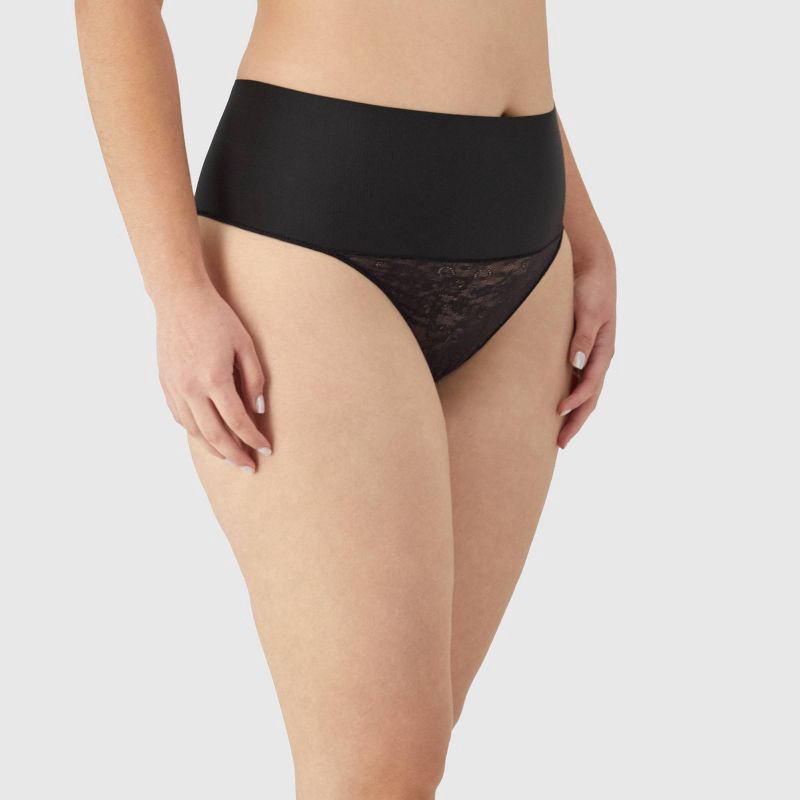 slide 3 of 6, Maidenform Self Expressions Women's Tame Your Tummy Thong SE0049 - Black S: Firm Compression Shapewear, 1 ct