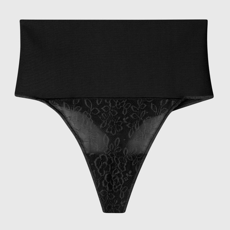 slide 6 of 6, Maidenform Self Expressions Women's Tame Your Tummy Thong SE0049 - Black S: Firm Compression Shapewear, 1 ct