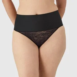 Maidenform Self Expressions Women's Tame Your Tummy Thong SE0049 - Black S: Firm Compression Shapewear