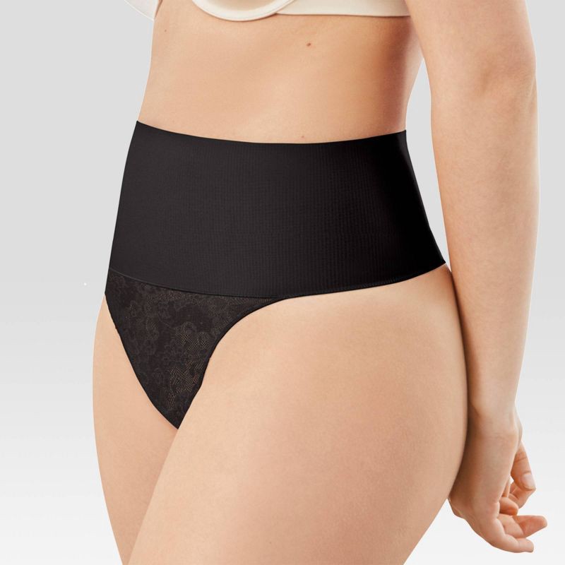 slide 2 of 5, Maidenform Self Expressions Women's Tame Your Tummy Thong SE0049 - Black XL, 1 ct