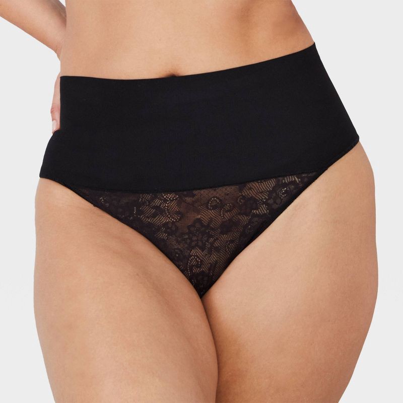 slide 3 of 5, Maidenform Self Expressions Women's Tame Your Tummy Thong SE0049 - Black XL, 1 ct