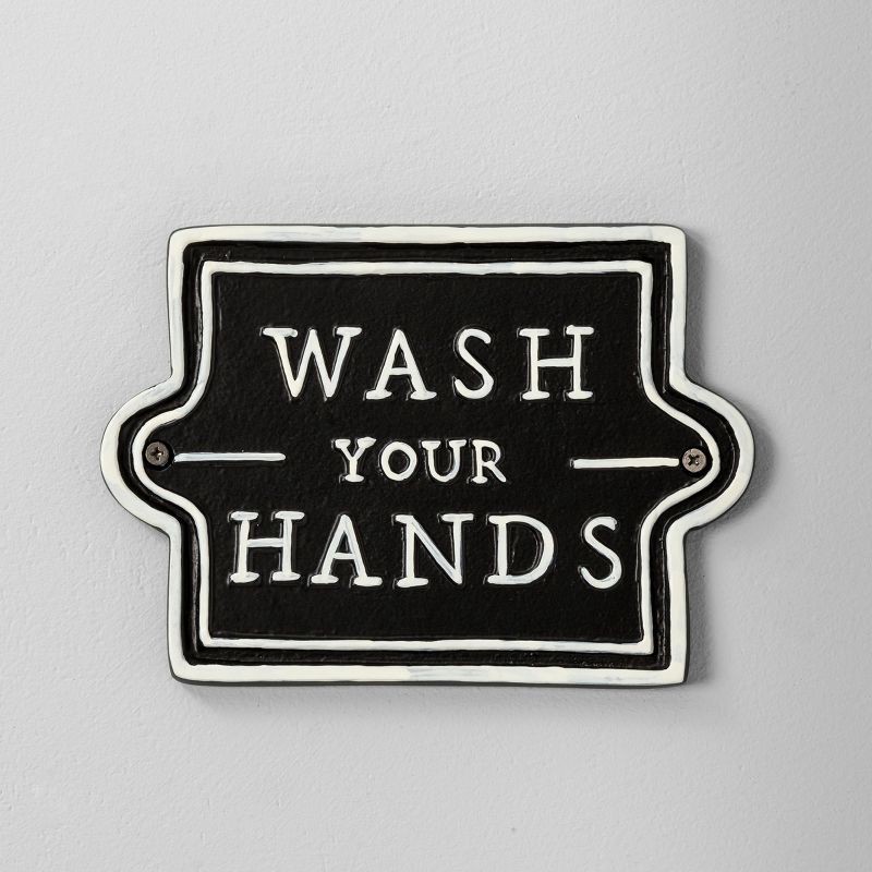 slide 1 of 1, 'Wash Your Hands' Wall Sign Black/White - Hearth & Hand with Magnolia, 1 ct