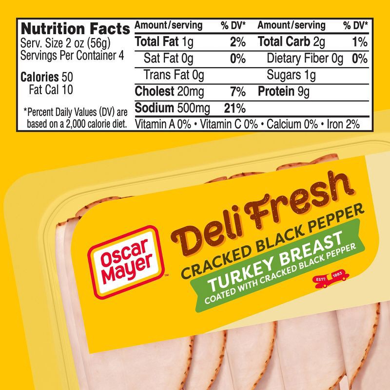 slide 7 of 9, Oscar Mayer Deli Fresh Cracked Black Pepper Turkey Breast Sliced Lunch Meat - 8oz, 8 oz