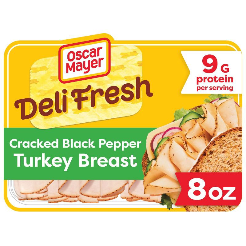 slide 1 of 9, Oscar Mayer Deli Fresh Cracked Black Pepper Turkey Breast Sliced Lunch Meat - 8oz, 8 oz