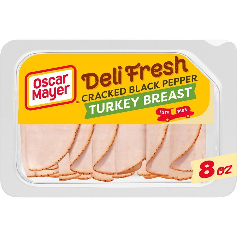 slide 1 of 9, Oscar Mayer Deli Fresh Cracked Black Pepper Turkey Breast Sliced Lunch Meat - 8oz, 8 oz