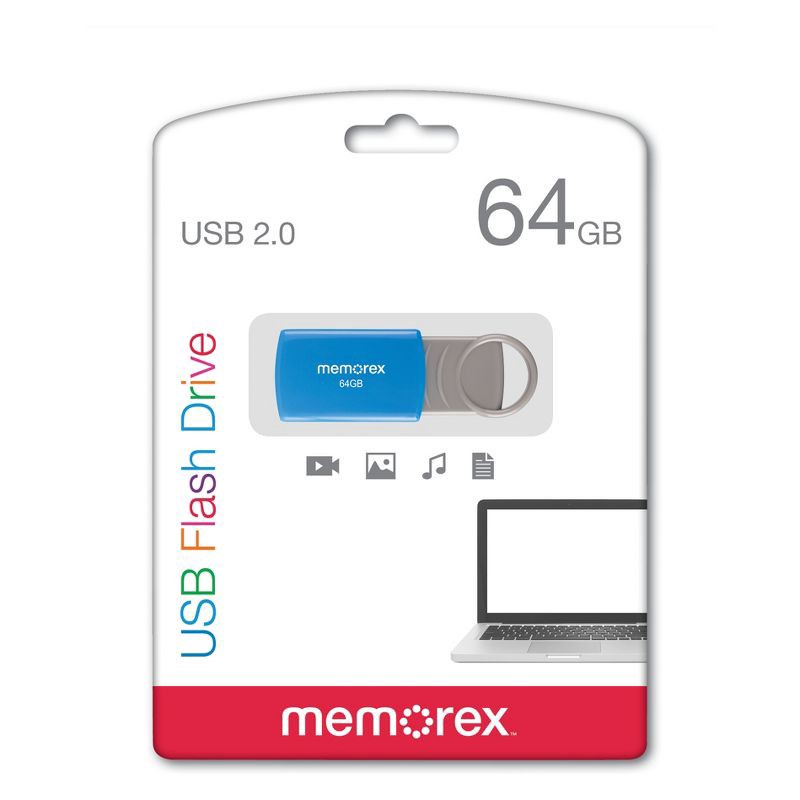 slide 6 of 6, Memorex 64GB Flash Drive USB 2.0 - Blue (32020006421), 1 ct