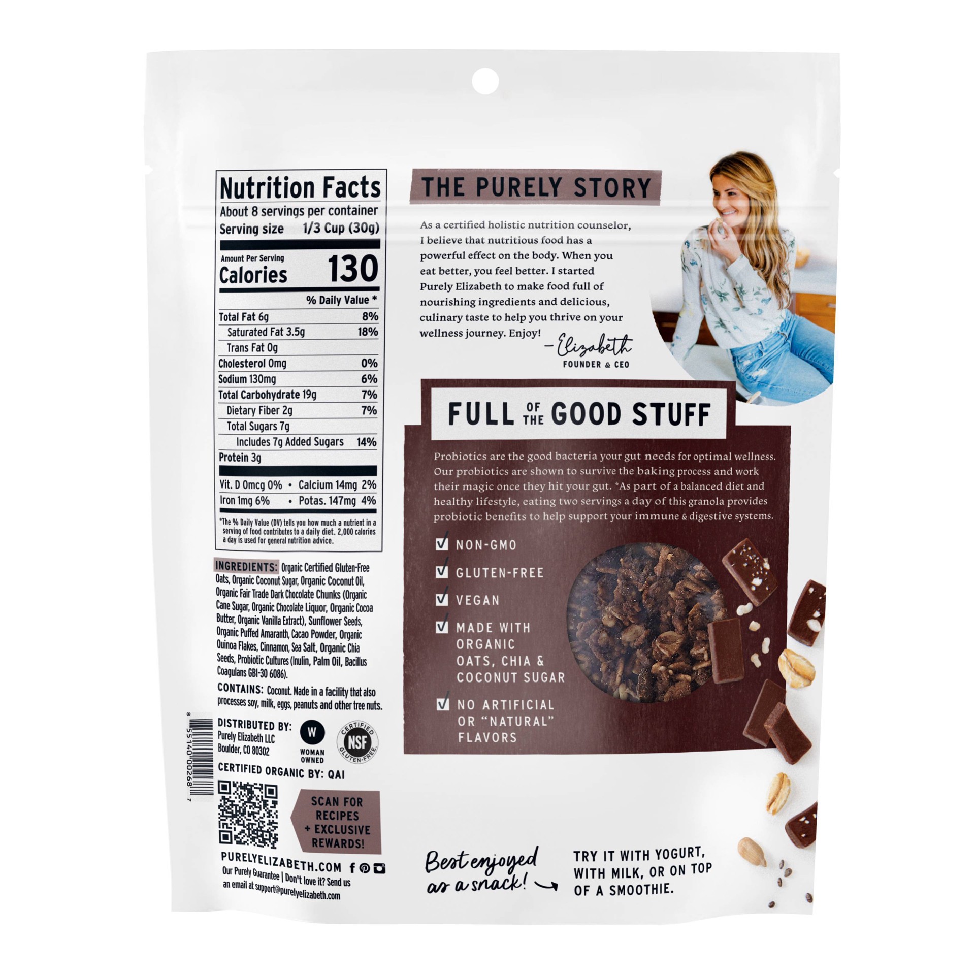 slide 6 of 9, Purely Elizabeth Chocolate Sea Salt Probiotic Granola, 8 oz