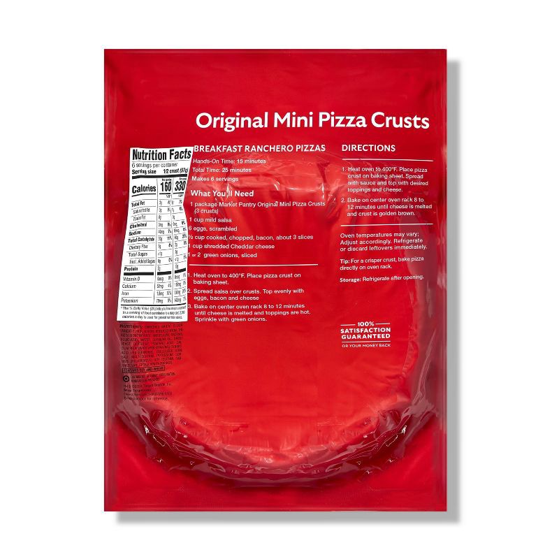 slide 2 of 3, Original Mini Pizza Crusts - 12oz/3ct - Market Pantry™, 3 ct; 12 oz