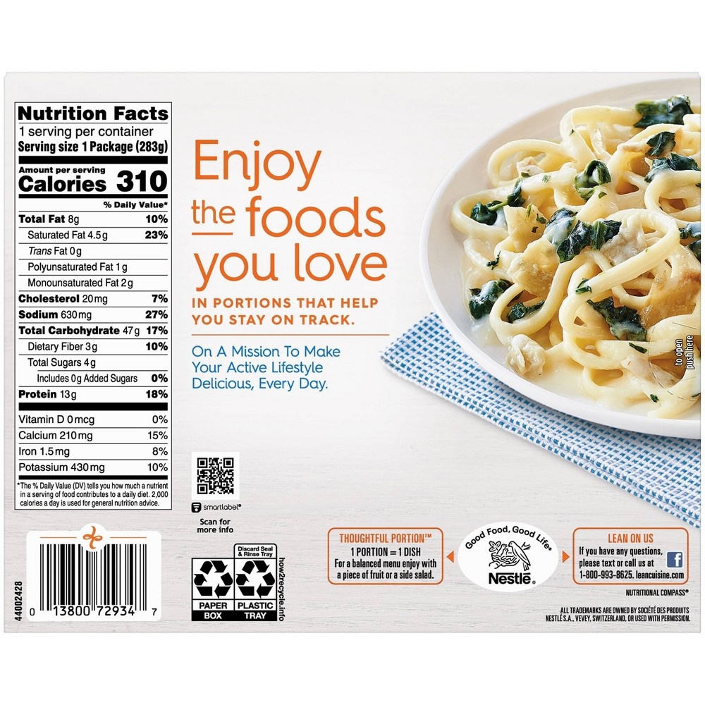 slide 2 of 3, Lean Cuisine Favorites Frozen Spinach Artichoke Pasta, 10 oz