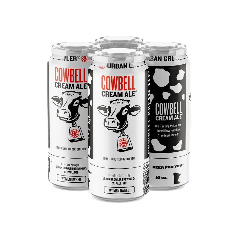 slide 1 of 3, Urban Growler Brewing Company Urban Growler Cowbell Cream Ale Beer - 4pk/16 fl oz Cans, 4 ct; 16 fl oz