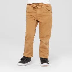 Toddler Boys' Pull-On Straight Fit Jeans - Cat & Jack™ Khaki 5T: Midweight Denim, Elastic Waistband