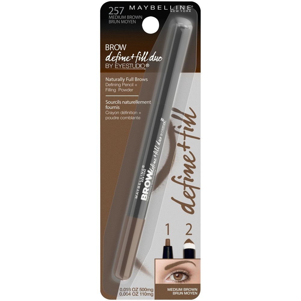 slide 4 of 8, Maybelline Eyestudio Brow Define + Fill Duo - 257 Medium Brown - 0.021oz, 0.021 oz