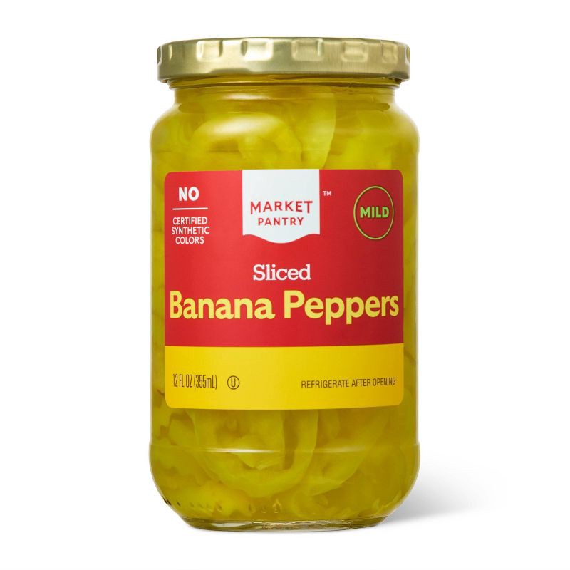 slide 1 of 4, Mild Sliced Banana Peppers - 12 fl oz - Market Pantry™, 12 fl oz