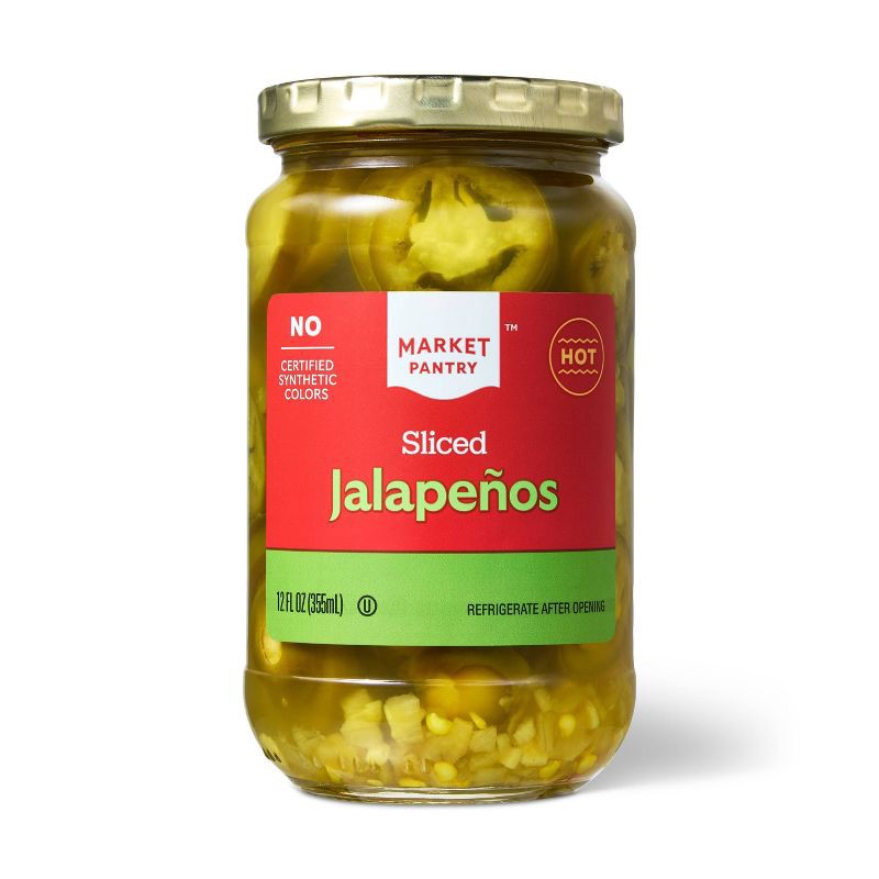 slide 1 of 5, Hot Sliced Jalapenos - 12 fl oz - Market Pantry™, 12 fl oz