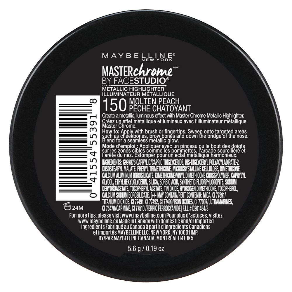 slide 4 of 6, Maybelline Facestudio Master Chrome Metallic Highlighter 150 Molten Peach - 0.24oz, 0.24 oz