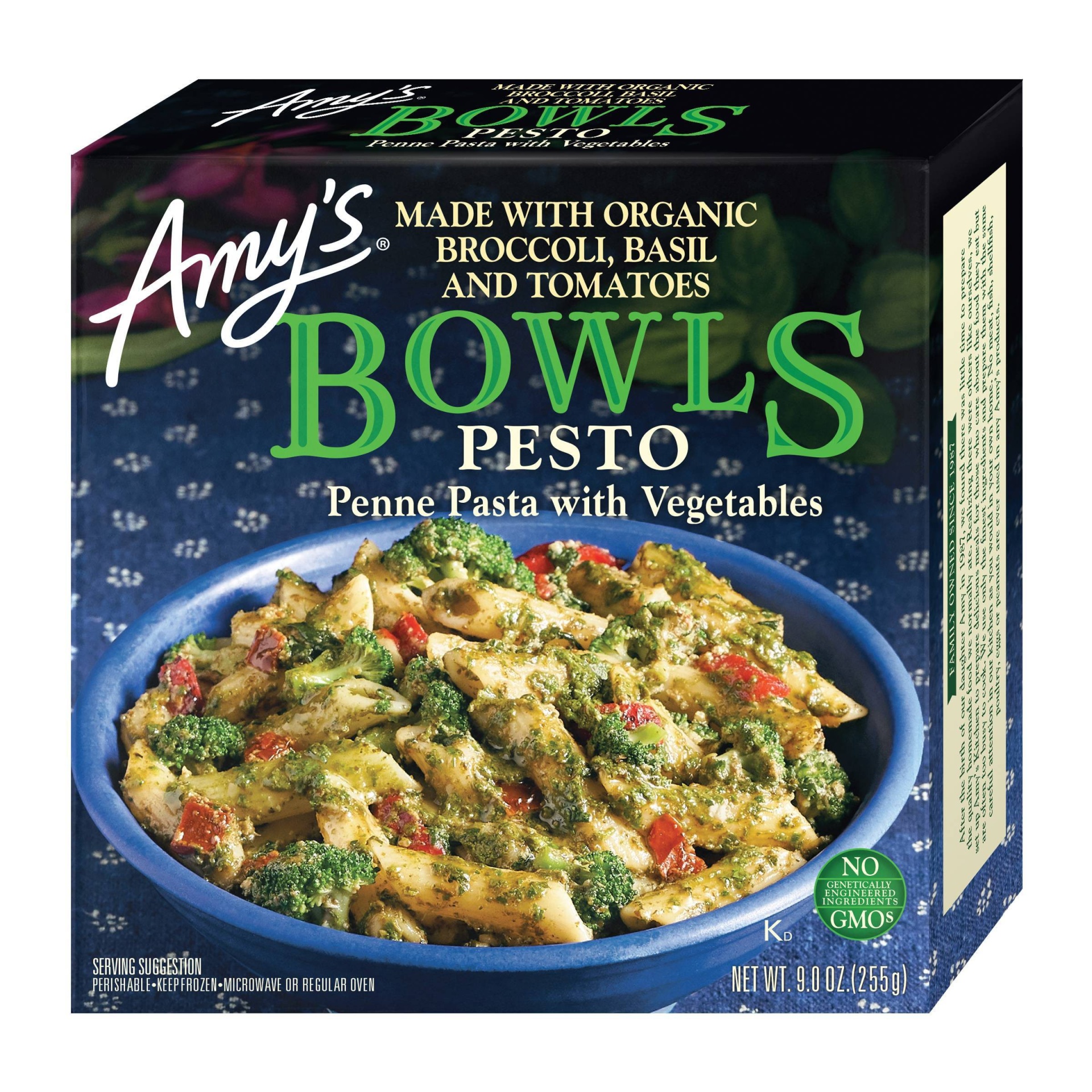 slide 1 of 3, Amy's Frozen Pesto Penne Pasta with Vegetables Bowl, 9 oz