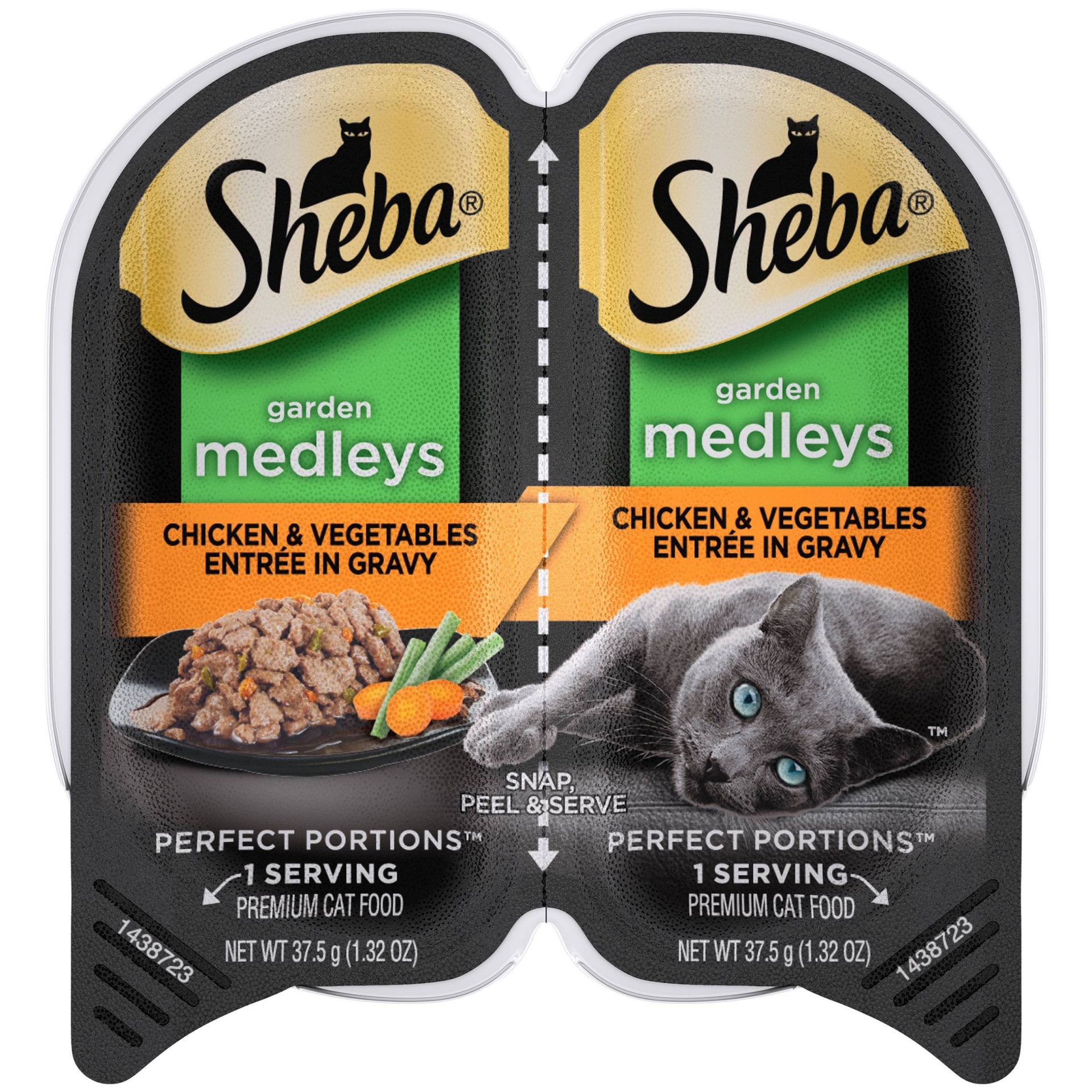 slide 1 of 5, Sheba Perfect Portions Garden Medleys In Gravy Premium Wet Cat Food Chicken & Vegetables Entrée, 2.6 oz