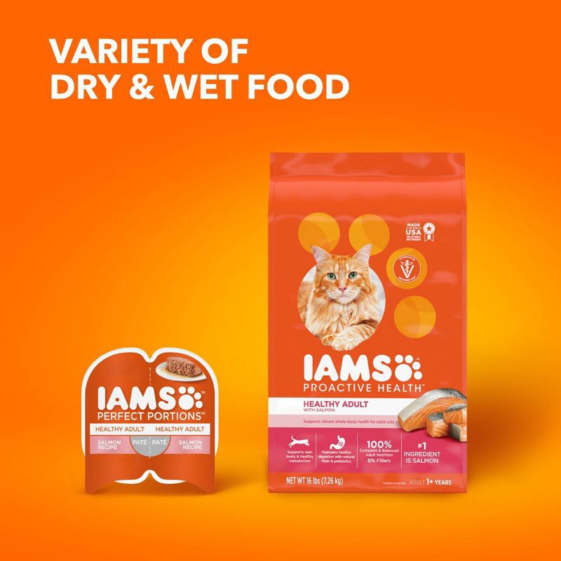 slide 11 of 12, IAMS Proactive Health with Salmon Adult Premium Dry Cat Food - 7lbs, 7 lb