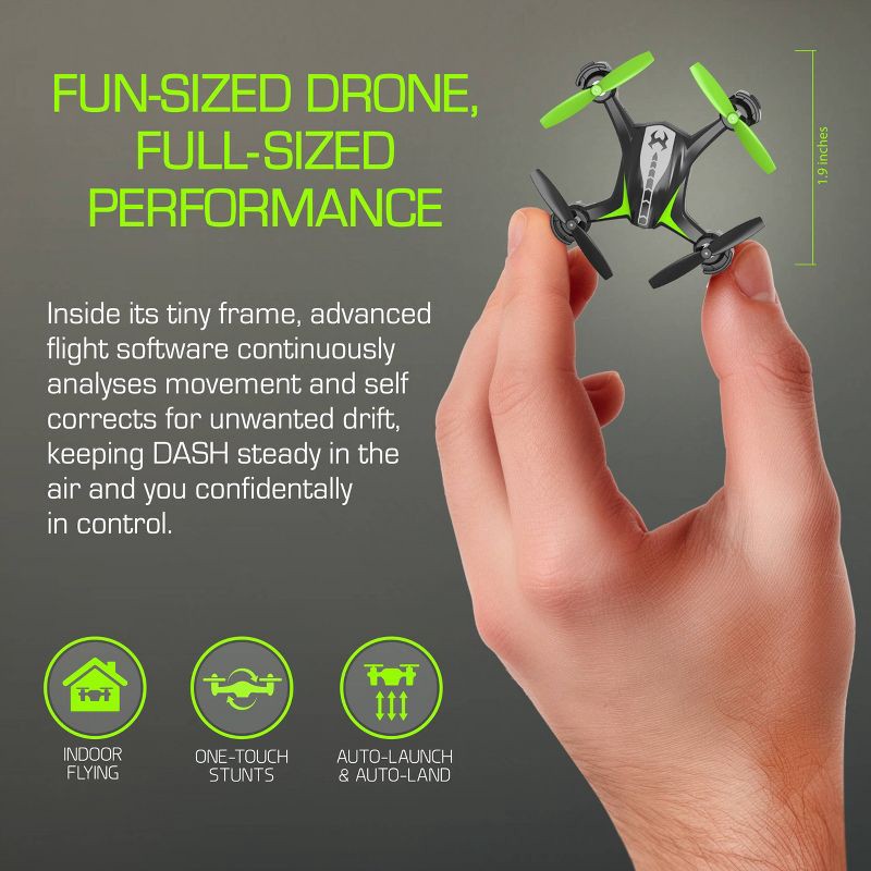 slide 3 of 8, Sky Viper DASH Nano Drone: Remote Control, Beginner Skill Level, Indoor/Outdoor Use, 1 ct