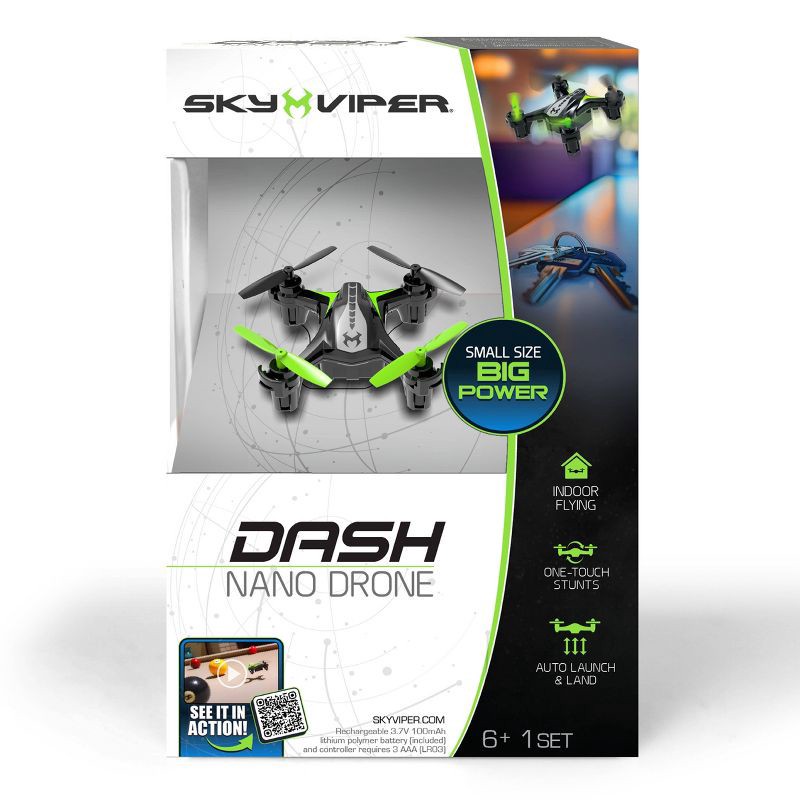 slide 8 of 8, Sky Viper DASH Nano Drone: Remote Control, Beginner Skill Level, Indoor/Outdoor Use, 1 ct